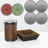 DIASHARP – Rollende Messcherpsteller-set met diamantslijper en houten platform