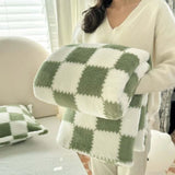 Pandaluna Knuffeldeken Flanel met Ruitpatroon | Zacht & Ademend | Voor Bank, Bed & Kantoor | Wasmachinebestendig | Roze/Wit