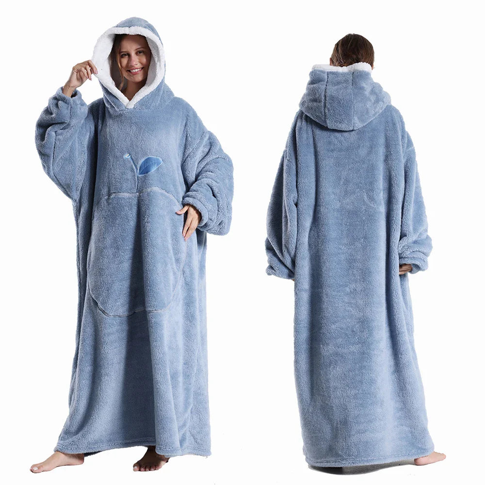 CozyHaven XXL Kapuzendecke | Zachte Sherpa Draagbare Deken met Mouwen & Zak | 140 cm | Unisex Winter Knuffeldeken