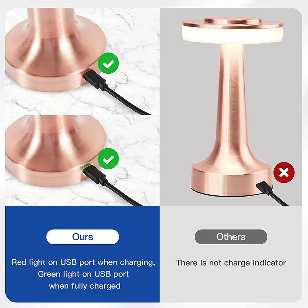 Klassieke Draadloze Draagbare LED Tafellamp – LumiCrest
