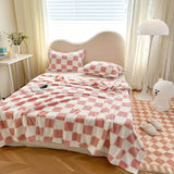 Pandaluna Knuffeldeken Flanel met Ruitpatroon | Zacht & Ademend | Voor Bank, Bed & Kantoor | Wasmachinebestendig | Roze/Wit