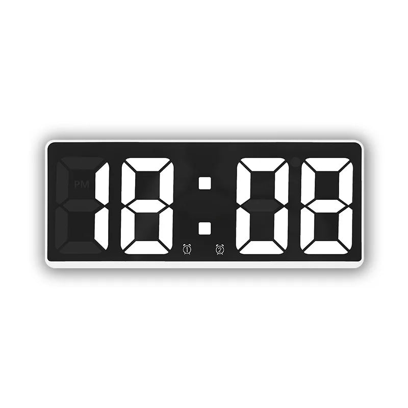 Moderne Elektronische Spiegelwekker met LED-display, Alarmfunctie en Temperatuurweergave – Stijlvol Digitale Klok voor Slaapkamer en Kantoor