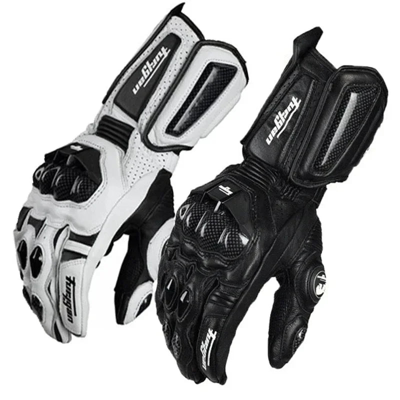 Motorhandschoenen RidePro Carbon | Waterdicht en winddicht | Compatibel met touchscreen | Echte leren beschermers | Voor de zomer en de winter