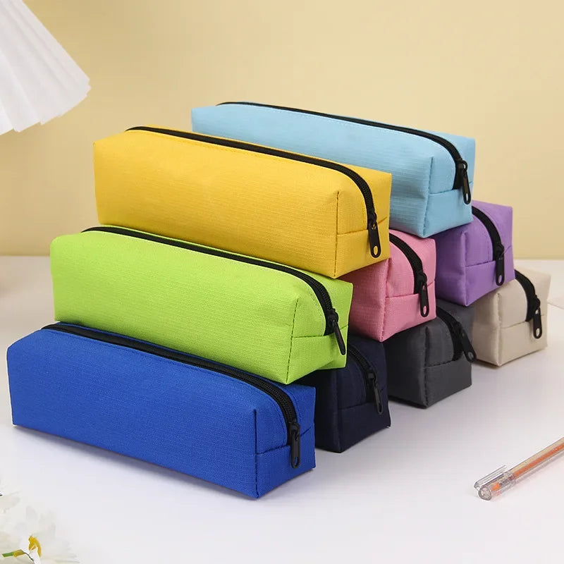 Kleine effen kleur etui met rits | Pennenzak | Kawaii mini pennenetui voor school en kantoor