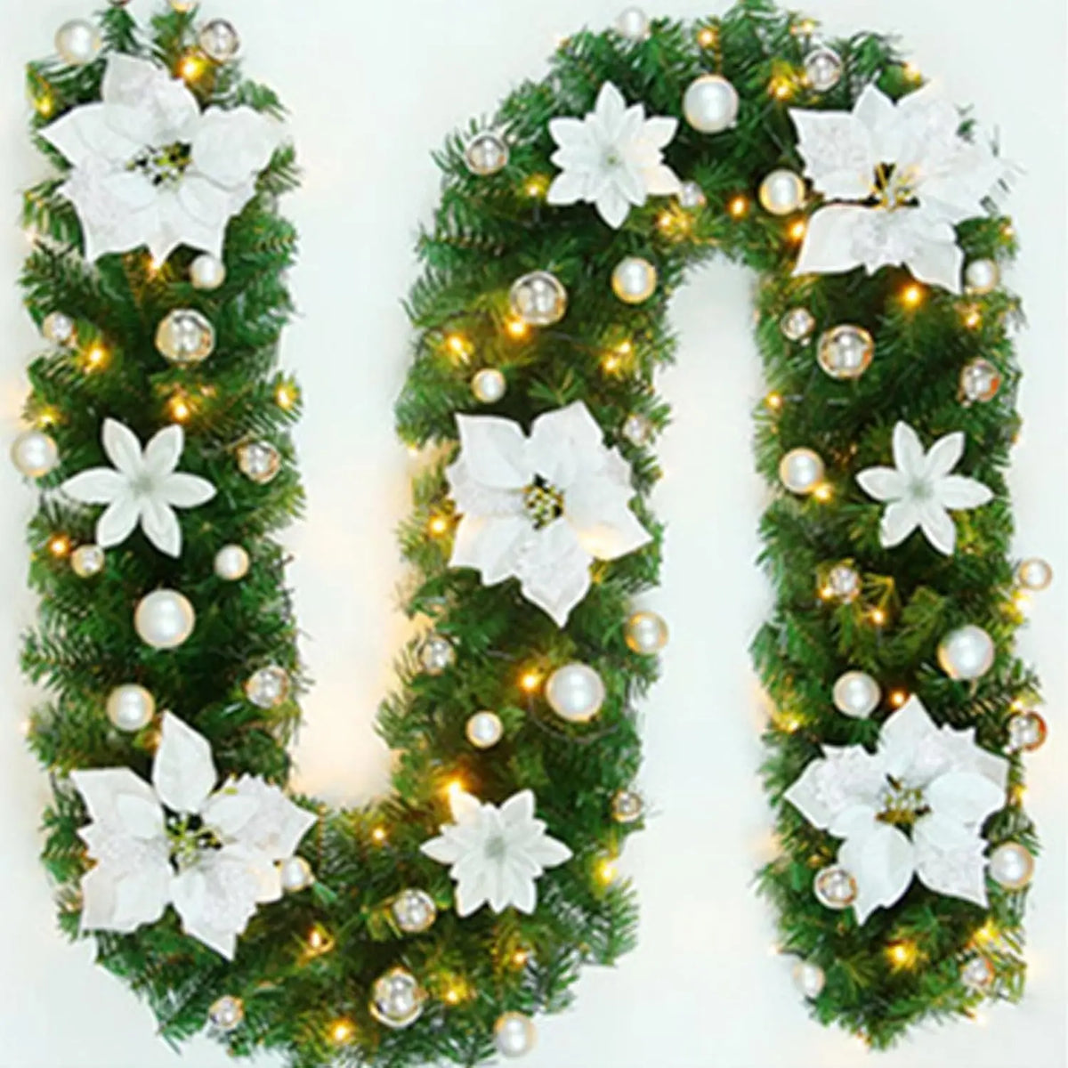Luminarae | Kerstguirlande 2,7 m | Met LED-verlichting & dennen takken | Voor haard, trapleuning & deurdecoratie | 5 Kleuren