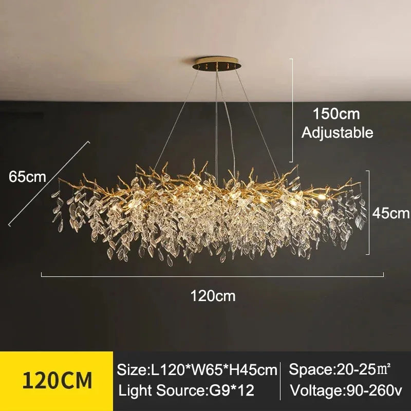 Aurelia luxe kristallen kroonluchter - Elegant ontwerp met takken en bladeren