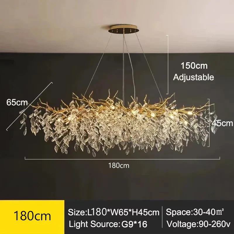 Aurelia luxe kristallen kroonluchter - Elegant ontwerp met takken en bladeren