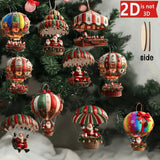 NordicJoy Kersthanger Heißluchtballon & Kerstman | 10-delige set Houten Ornamenten | Kerstdecoratie & Deko Cadeau-idee