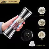 2-in-1 Specerijenmolen SPICURA DuoMill | RVS Dubbele Molen voor Zout & Peper | Handmatig & Stijlvol