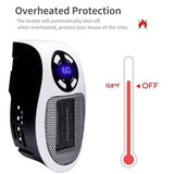 ThermoEase 350W Compact Verwarmingsapparaat | Wandcontactdoosverwarming met afstandsbediening | LED-display & Timer | 180° Draaistekker