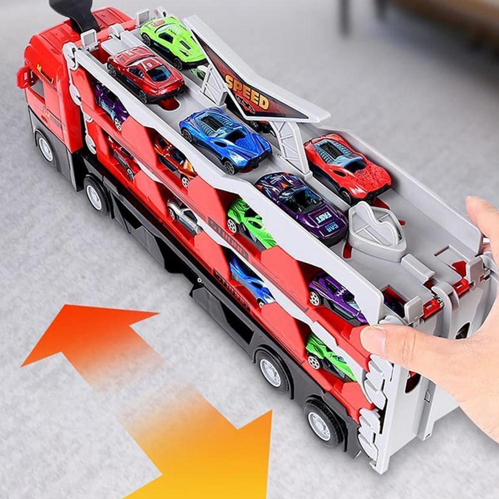 Speelgoed-vrachtwagen met aanhanger en auto's - MegaTransporter