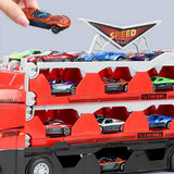 Speelgoed-vrachtwagen met aanhanger en auto's - MegaTransporter