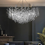 Exclusieve kroonluchter met kristallen bladeren – tak effect, moderne elegantie