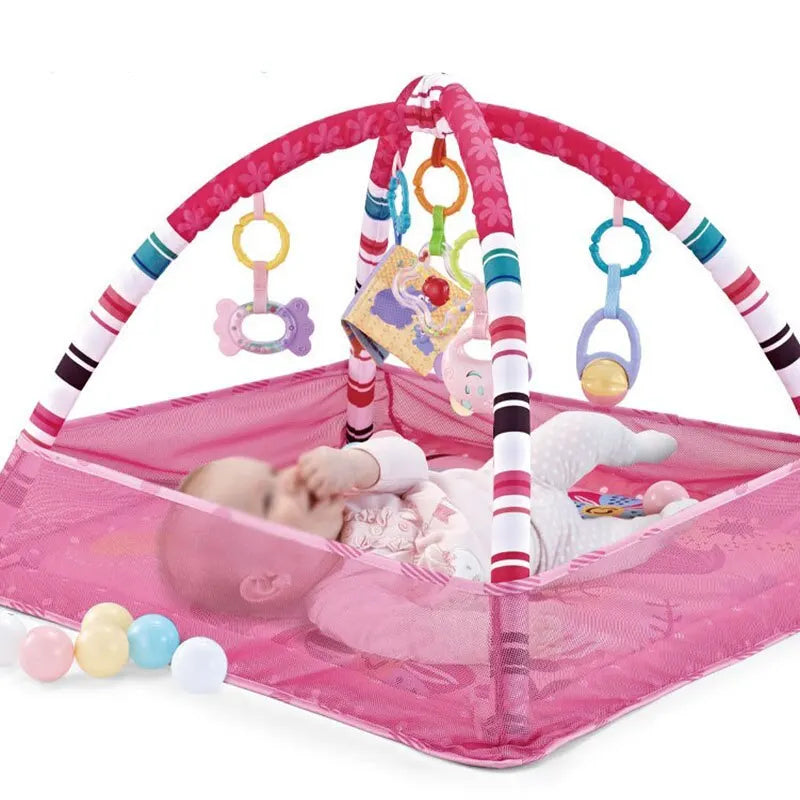 Baby Speelmat met Fitness Frame โ Educatief & Zacht Canvas โ CE-Gecertificeerd โ Activiteitenmat voor Pasgeborenen & Peuters