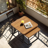 Set van 2 Vierkante Salontafels – Walnoot hout & Zwart, Modern Industrieel Design met Metalen Frame