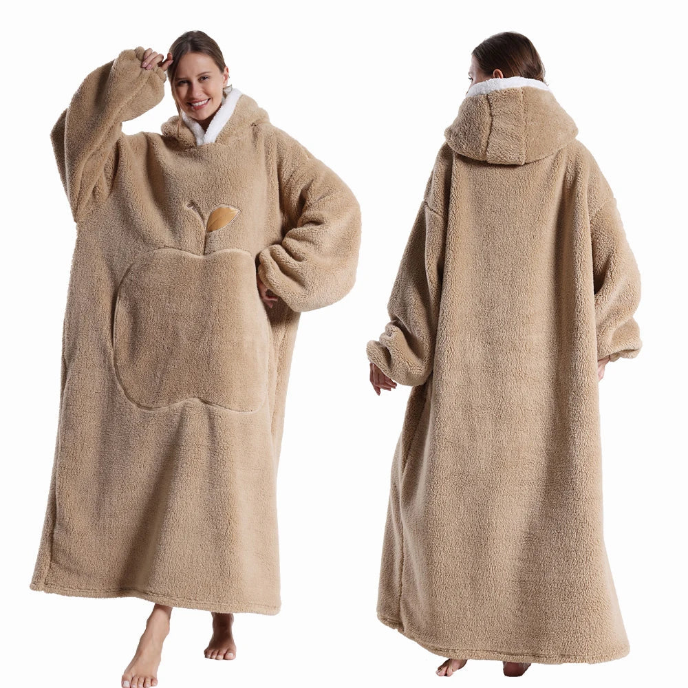 CozyHaven XXL Kapuzendecke | Zachte Sherpa Draagbare Deken met Mouwen & Zak | 140 cm | Unisex Winter Knuffeldeken
