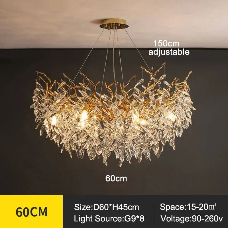 Aurelia luxe kristallen kroonluchter - Elegant ontwerp met takken en bladeren