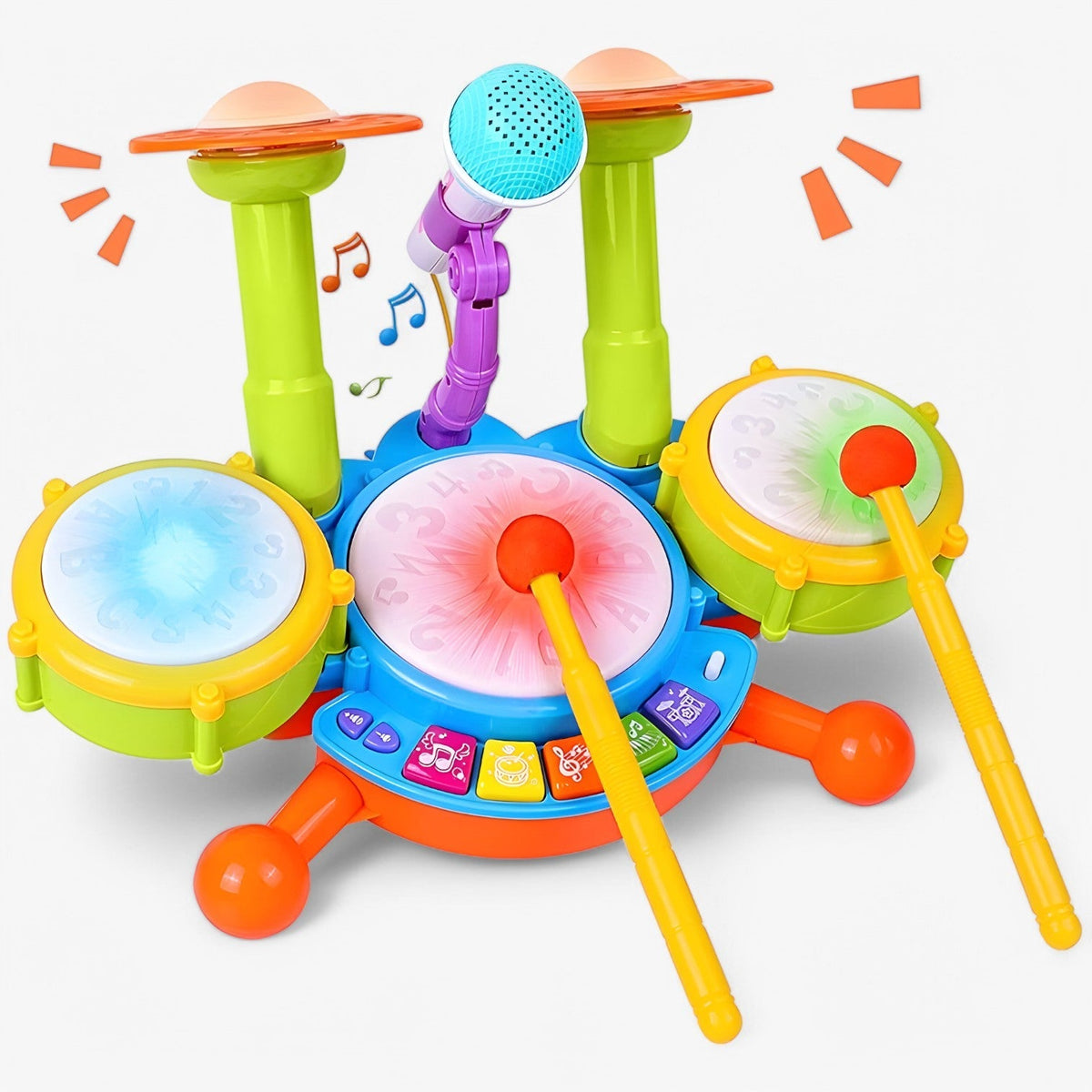 Interactieve Leer-Drommelset met Microfoon voor Peuters – RitmePlezier Mini
