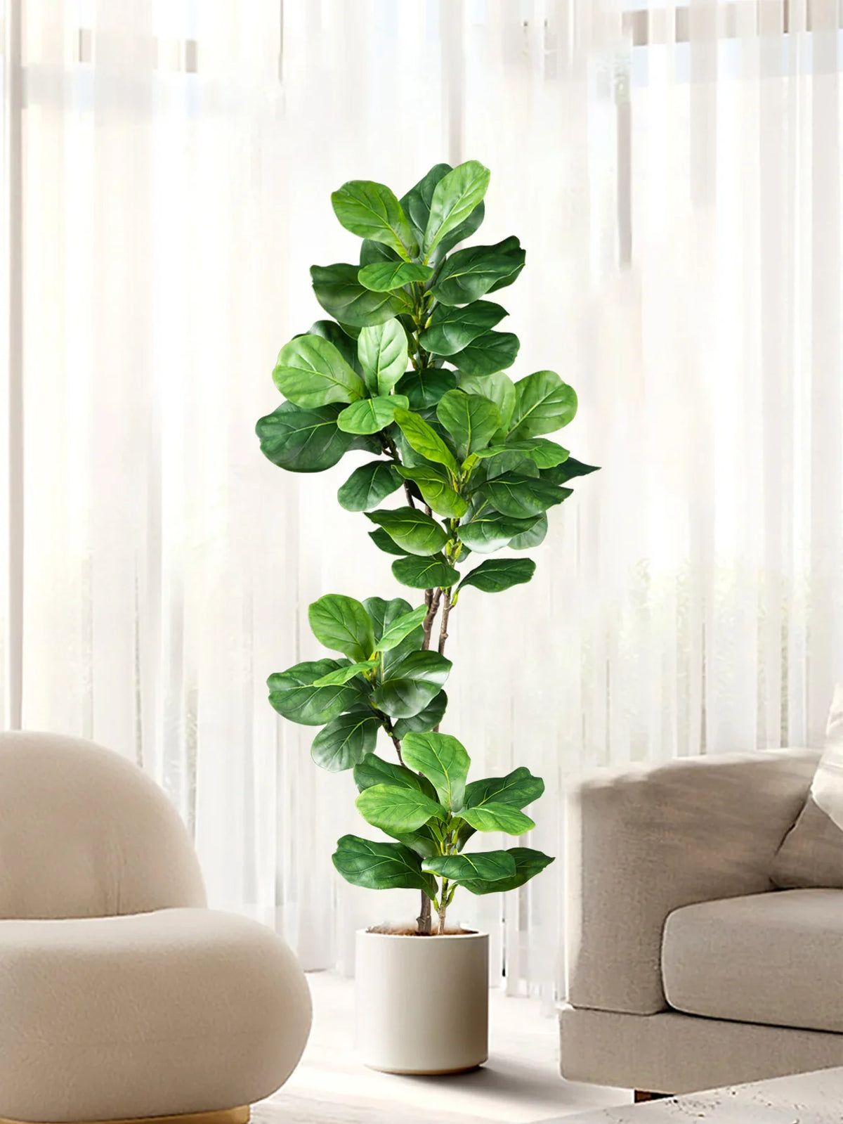 70–135cm Kunst Ficusboom | Rubberplant Met Fiddle Leaves | Nepplant Voor Binnen & Buiten