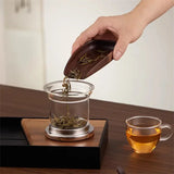 Elegante Glazen Thee Infuser Pot – Stijlvol Brouwen met Houten Handvat
