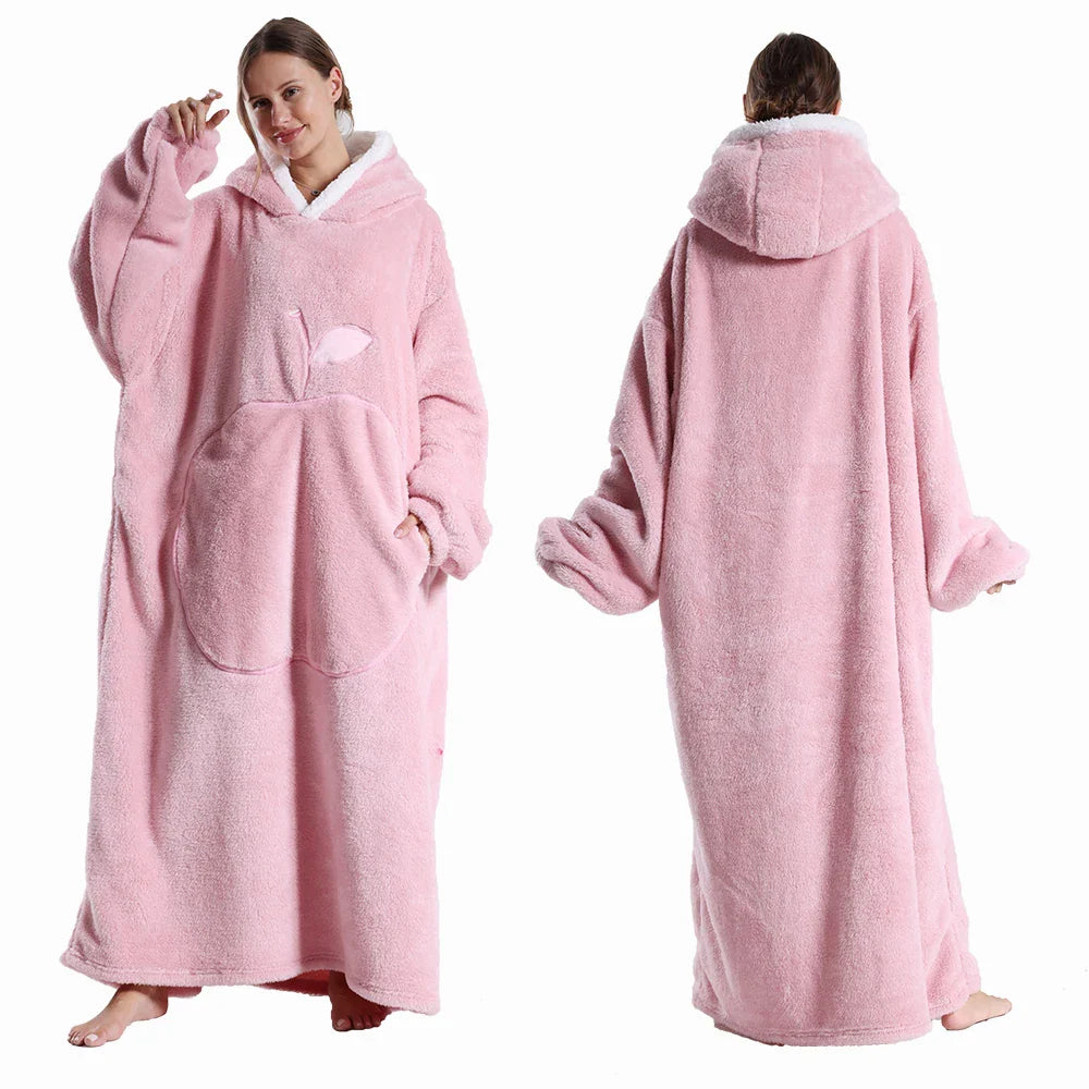 CozyHaven XXL Kapuzendecke | Zachte Sherpa Draagbare Deken met Mouwen & Zak | 140 cm | Unisex Winter Knuffeldeken