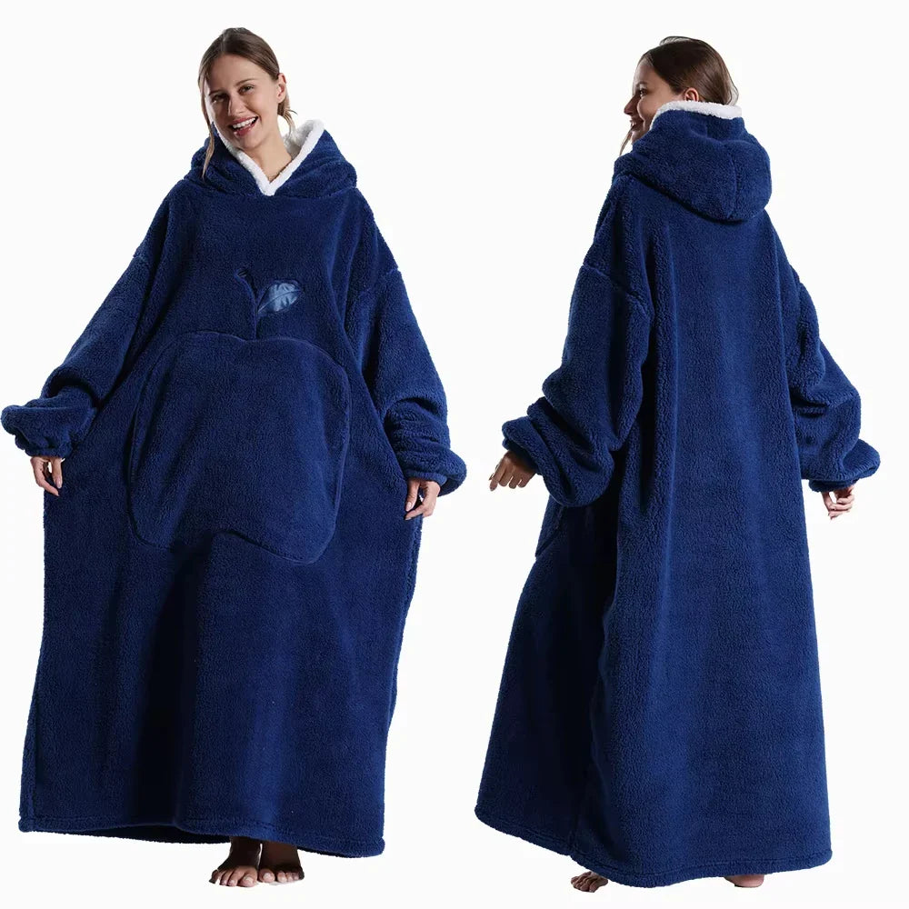 CozyHaven XXL Kapuzendecke | Zachte Sherpa Draagbare Deken met Mouwen & Zak | 140 cm | Unisex Winter Knuffeldeken