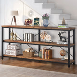 Tribesigns Consoletafel – Extra Lang, 3-Lagen Opslag, Industrieel Design met Metaal & Houtlook voor Woonkamer of Hal
