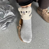 HUGFOOT – Knusse Huissokken met Schattige 3D-Dieraccent en Veilige Antislipzool
