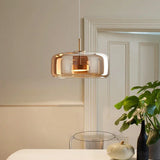 Glazen LED hanglamp in moderne stijl - minimalistische kap en gouden afwerking