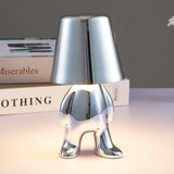 Designer LED tafellamp zittende man met glanzende afwerking