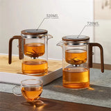 Elegante Glazen Thee Infuser Pot – Stijlvol Brouwen met Houten Handvat