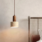 Hanglamp van natuurlijk steen en hout – moderne plafondlamp voor de keuken of eetkamer