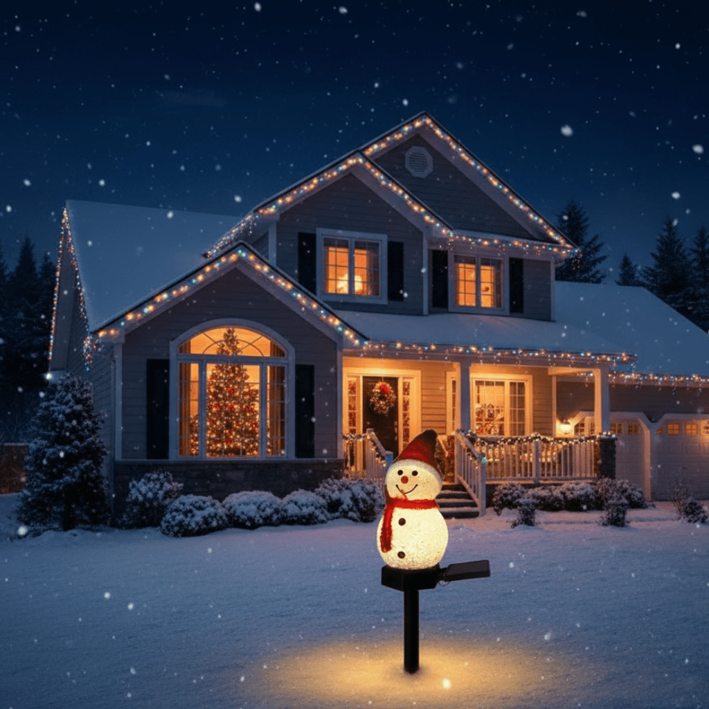 SNOWFLARE – Sneeuwpop Zonneverlichting voor speelse winter- en kerstdecoratie in de buitenlucht
