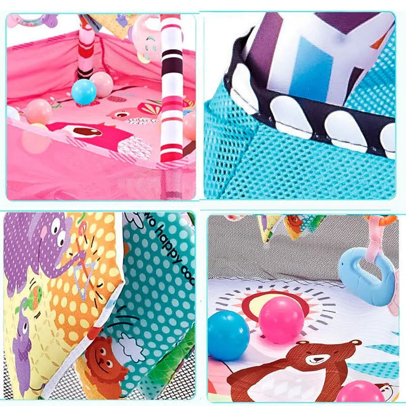Baby Speelmat met Fitness Frame โ Educatief & Zacht Canvas โ CE-Gecertificeerd โ Activiteitenmat voor Pasgeborenen & Peuters