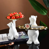 Polar Bear Beeldje met Dienblad – Speelse & Elegante Decoratie voor je Interieur