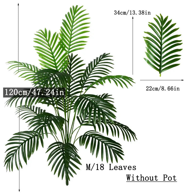 Grote Kunstmatige Palmboom Tropische Nep Planten Groene Plastic Palmbladeren 90-120cm