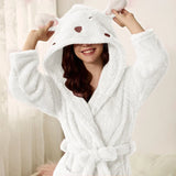 Flanellen Badjas CuddleBunny | Met Konijnenoren & Kapuze | Zacht, Warm & Onderhoudsvriendelijk | Voor Gezellige Uren Thuis
