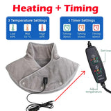 ThermoLiva Warmte Nek- & Schoudermassagekussen | USB-verwarmingskussen met Vibratie | 3 Temperatuurinstellingen & Timer | Zachte Pluche