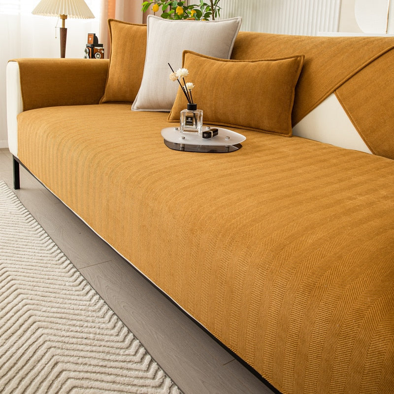 Chenille-bankbeschermers met visgraatstructuur – VeluraShield