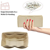 TassenLuxe Organizer Inlay | Vilt inzet met rits | 15 vakken & sleutelhanger | Voor handtassen & shoppers