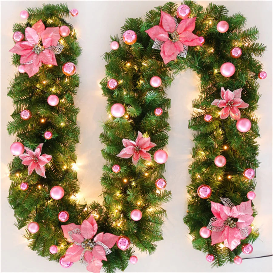 Luminarae | Kerstguirlande 2,7 m | Met LED-verlichting & dennen takken | Voor haard, trapleuning & deurdecoratie | 5 Kleuren