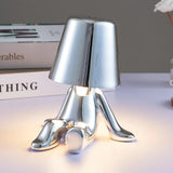 Designer LED tafellamp zittende man met glanzende afwerking