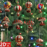 NordicJoy Kersthanger Heißluchtballon & Kerstman | 10-delige set Houten Ornamenten | Kerstdecoratie & Deko Cadeau-idee
