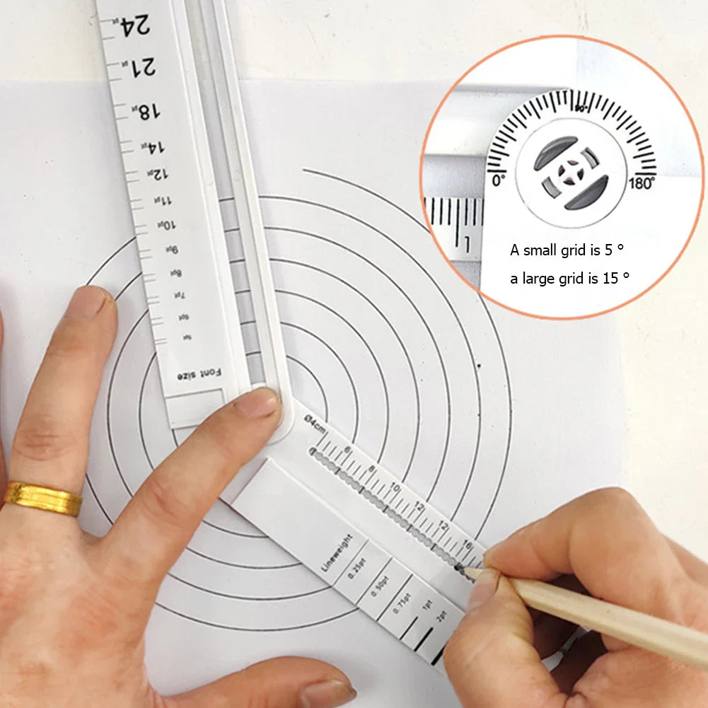 Multifunctionele geometrische sjabloon | Tekenset | Meetinstrument voor school en architectuur