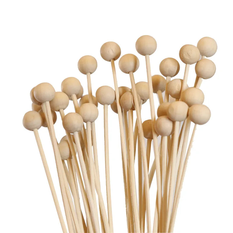10x Houten Geurballen Met Rattan Stokjes | Geurstokjes Set | Aroma Diffuser Accessoires DIY