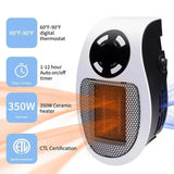 ThermoEase 350W Compact Verwarmingsapparaat | Wandcontactdoosverwarming met afstandsbediening | LED-display & Timer | 180° Draaistekker