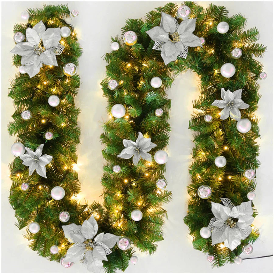 Luminarae | Kerstguirlande 2,7 m | Met LED-verlichting & dennen takken | Voor haard, trapleuning & deurdecoratie | 5 Kleuren