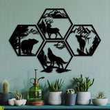 Wildernis Geometrische Wanddecoratie – Dieren en Bergen