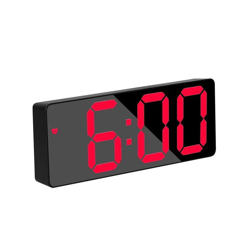 Moderne Elektronische Spiegelwekker met LED-display, Alarmfunctie en Temperatuurweergave – Stijlvol Digitale Klok voor Slaapkamer en Kantoor