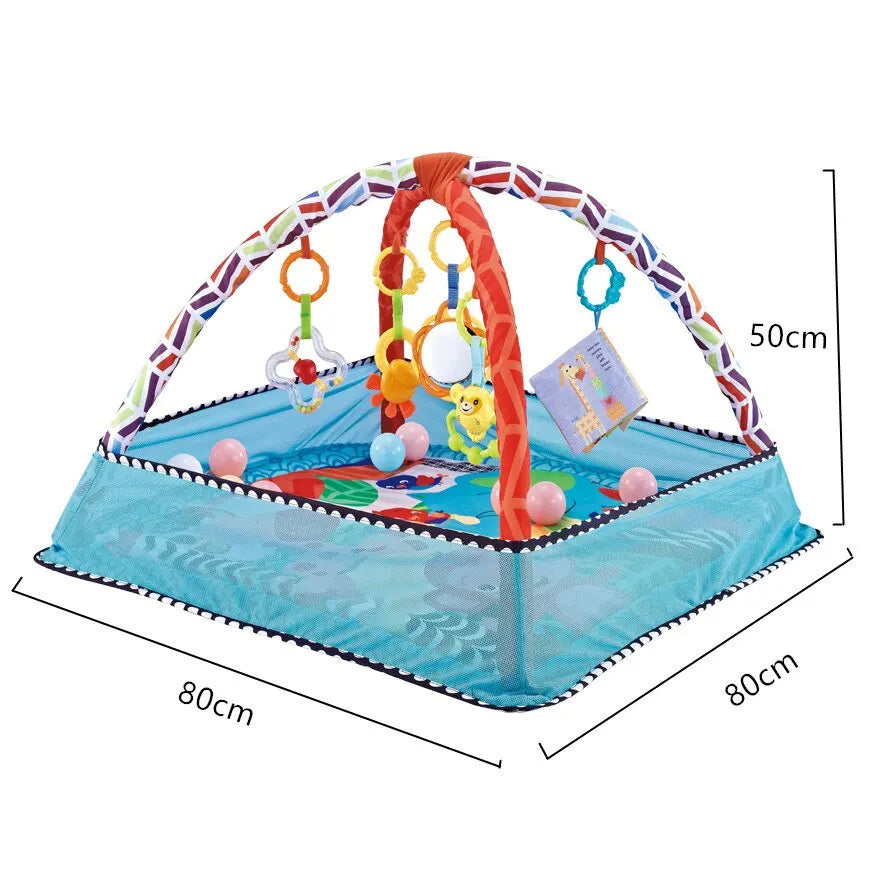 Baby Speelmat met Fitness Frame โ Educatief & Zacht Canvas โ CE-Gecertificeerd โ Activiteitenmat voor Pasgeborenen & Peuters